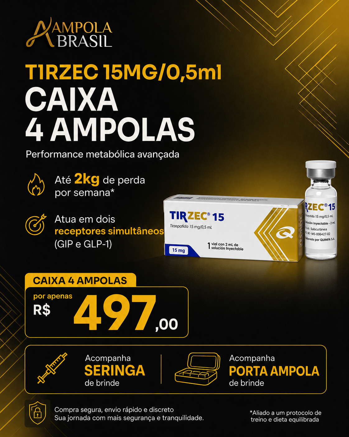 Tirzec 15MG/05ml Caixa| 04 AMPOLAS & BRINDE